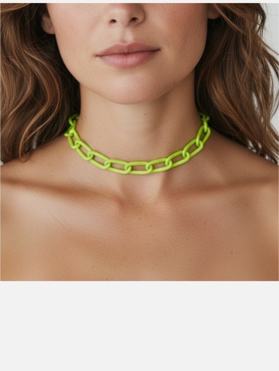 Source Unknown Jewelry - Neon Lime Chain Link Choker Necklace New